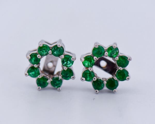 diamond stud earrings with emerald halo jackets 4