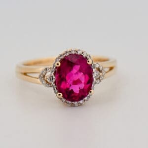 neon magenta rubellite tourmaline and diamond ring 2