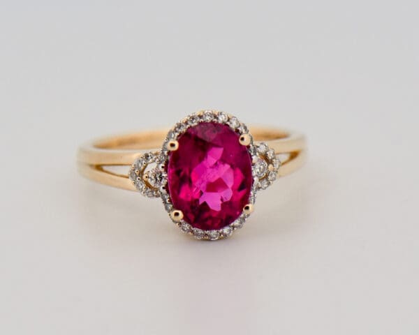 neon magenta rubellite tourmaline and diamond ring 2