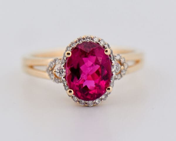 neon magenta rubellite tourmaline and diamond ring 4