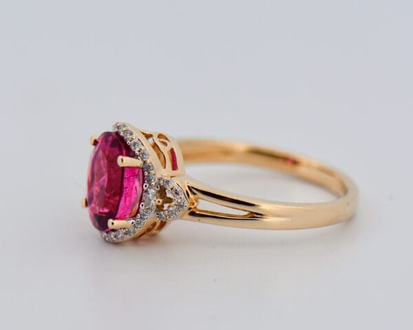 neon magenta rubellite tourmaline and diamond ring