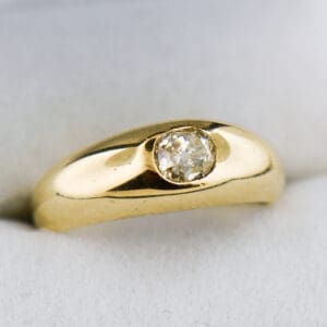 old mine cut diamond low profile gold band ring