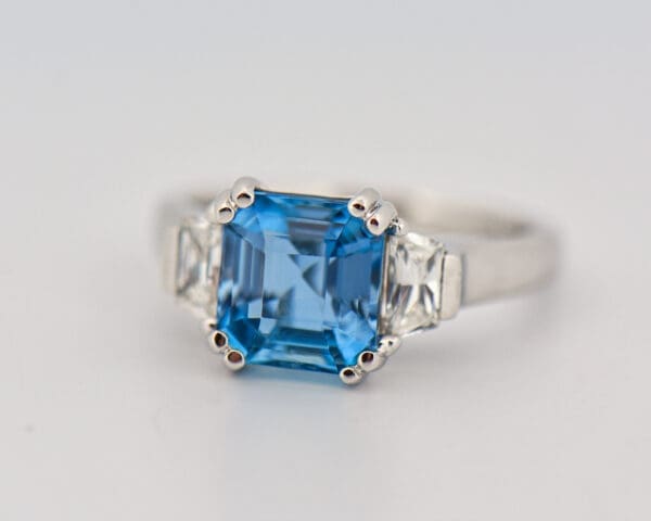 santa maria aquamarine and diamond platinum engagement ring