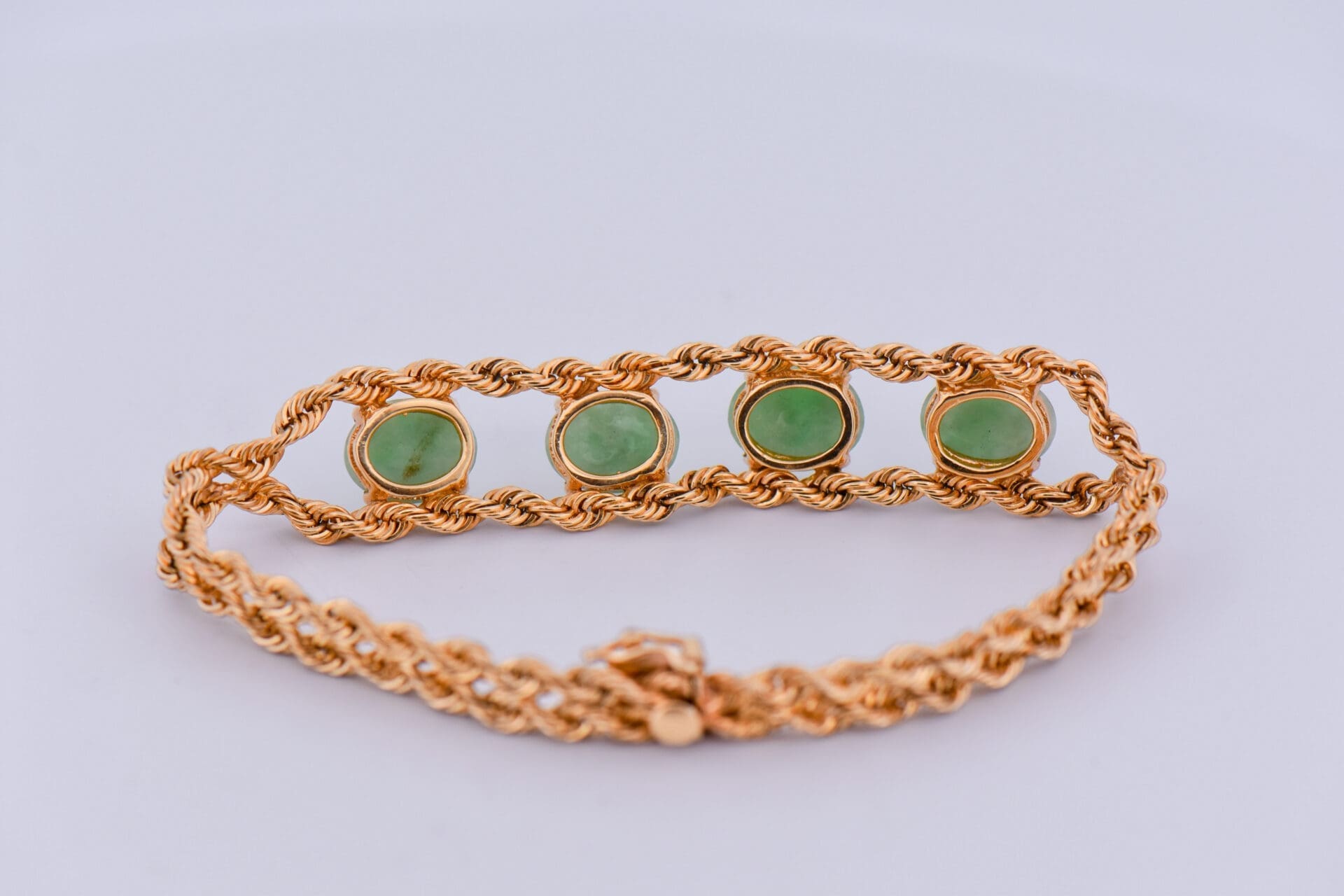 vintage gold rope bracelet with green jadeite jade accents 4