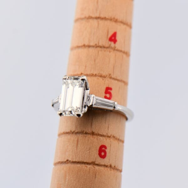 1.75ct elongated emerald cut diamond ring with platinum accents 2