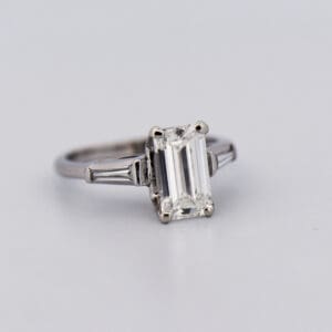 1.75ct elongated emerald cut diamond ring with platinum accents