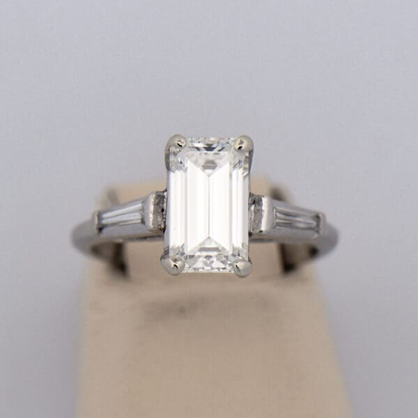 1.75ct elongated emerald cut diamond ring with platinum accents 4