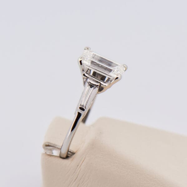 1.75ct elongated emerald cut diamond ring with platinum accents 5