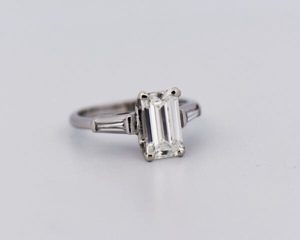 1.75ct elongated emerald cut diamond ring with platinum accents