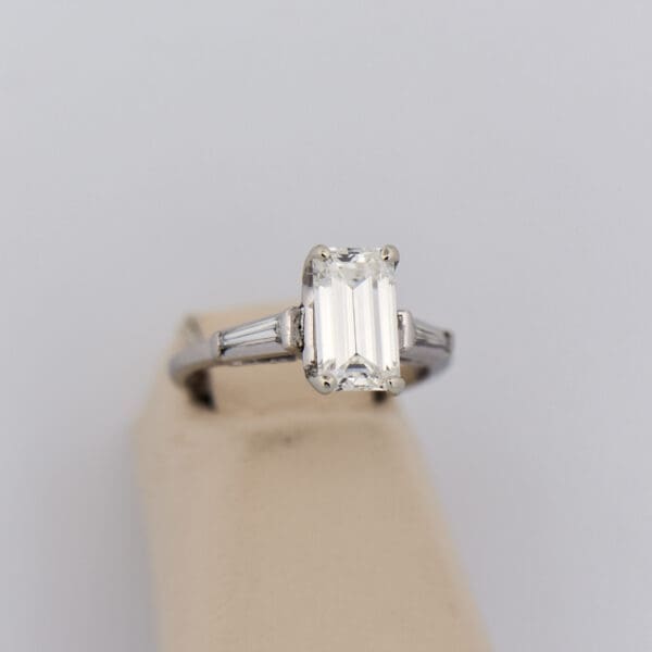 1.75ct elongated emerald cut diamond ring with platinum accents 7