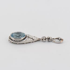 antique platinum aquamarine and diamond pendant