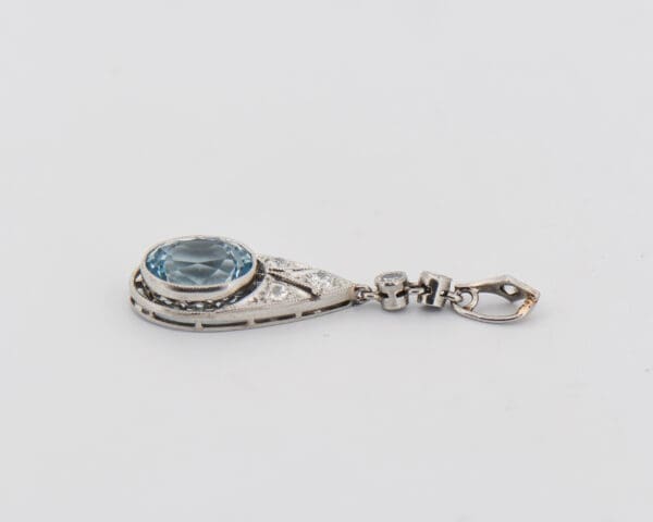 antique platinum aquamarine and diamond pendant