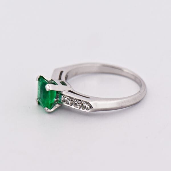 antique platinum colombian emerald and diamond engagement ring 3