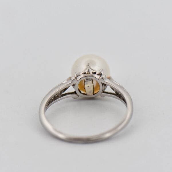 antique platinum pearl and diamond ring 2