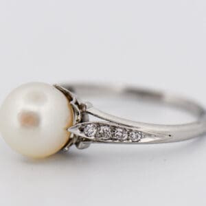 antique platinum pearl and diamond ring