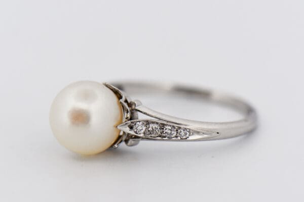 antique platinum pearl and diamond ring