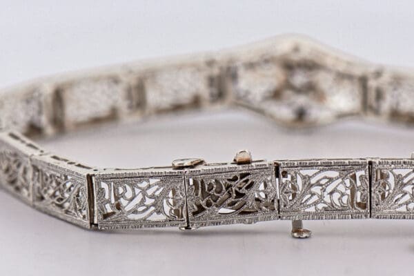 art deco filigree bracelet with diamond and sapphires 4