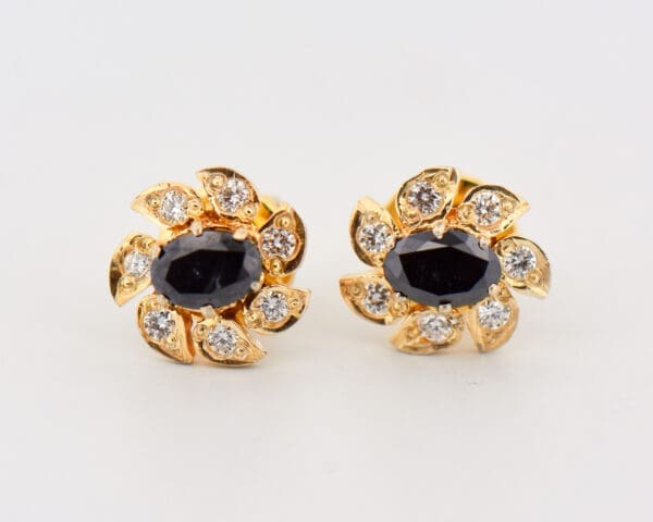 black diamond stud earrings with white diamond accents