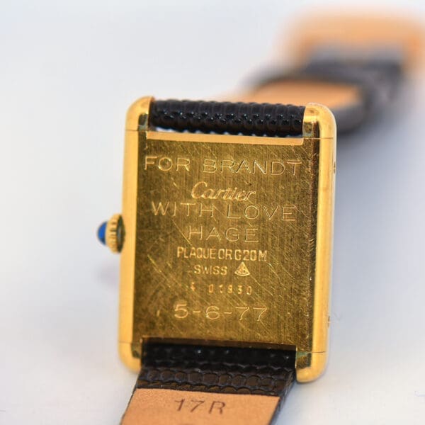 cartier tank gold plated mechanical wrist watch 1977 2