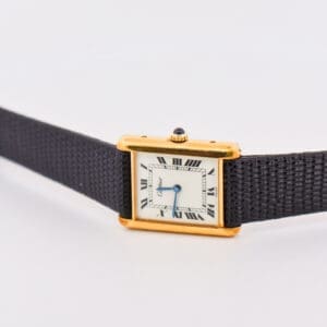 cartier tank gold plated mechanical wrist watch 1977
