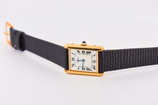 cartier tank gold plated mechanical wrist watch 1977