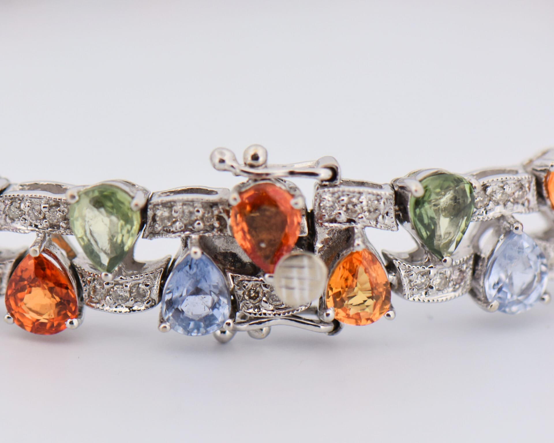 custom multicolor sapphire and diamond rainbow bracelet 2