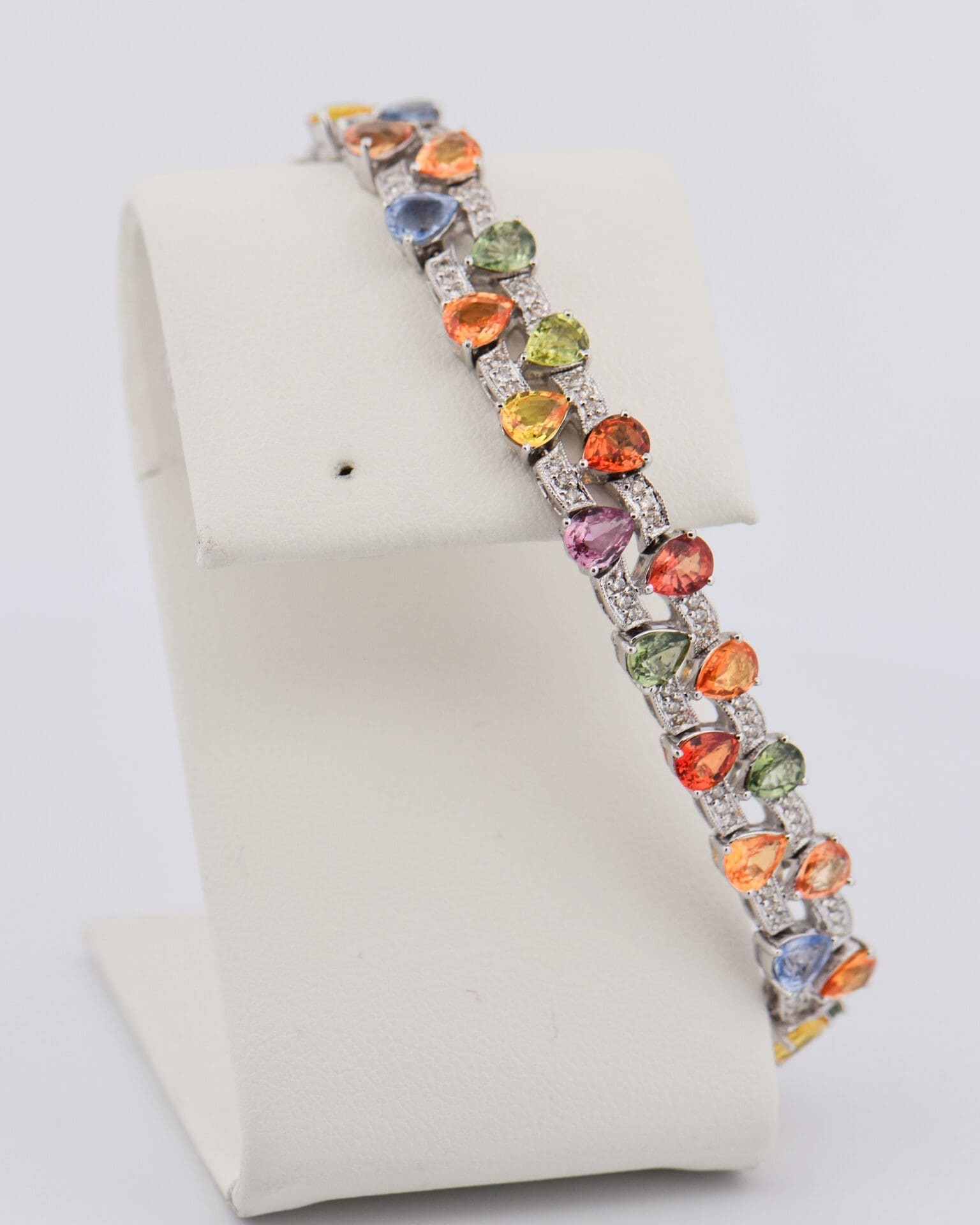 custom multicolor sapphire and diamond rainbow bracelet 3