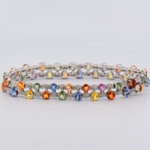 custom multicolor sapphire and diamond rainbow bracelet
