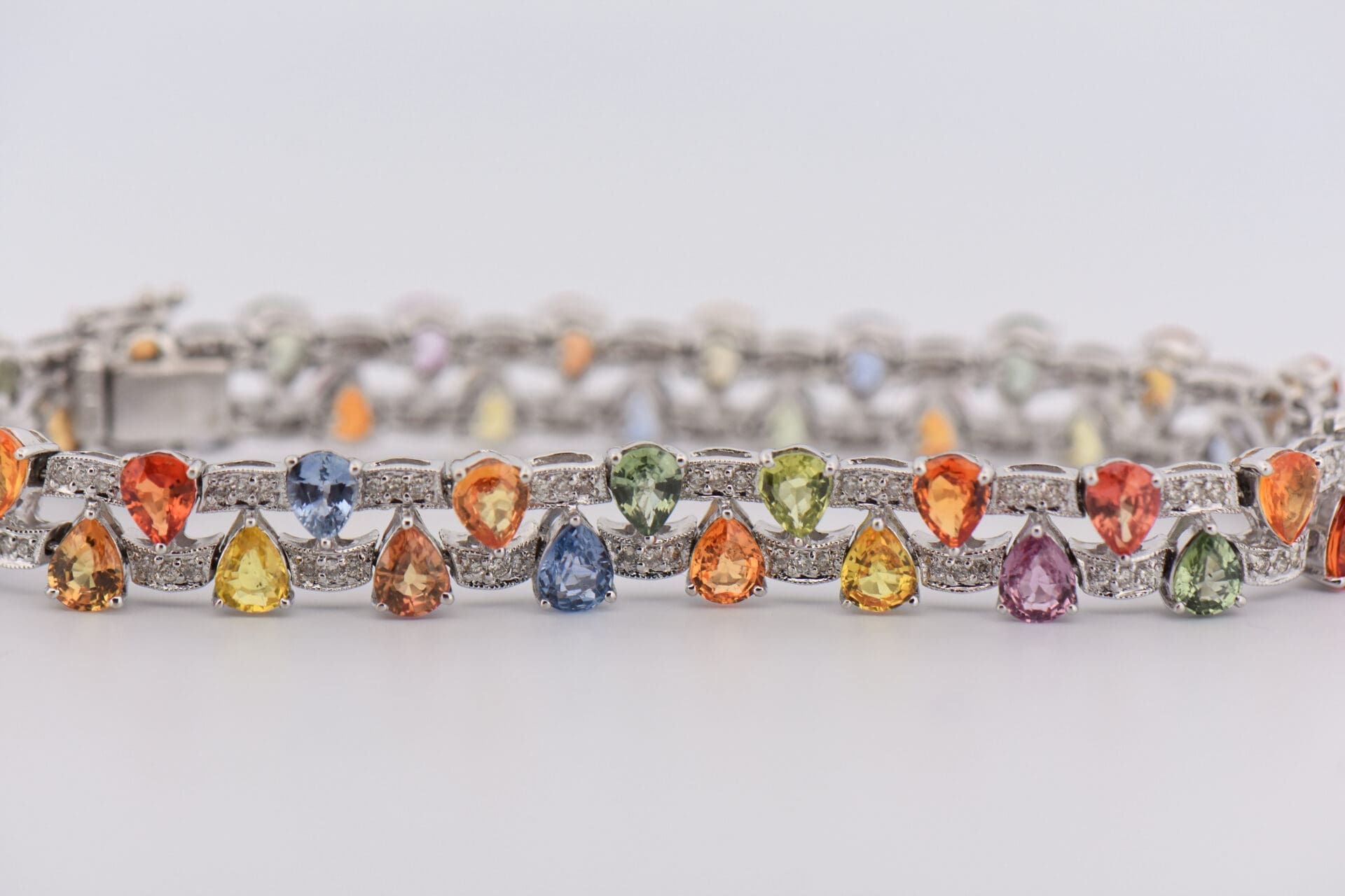 custom multicolor sapphire and diamond rainbow bracelet 4