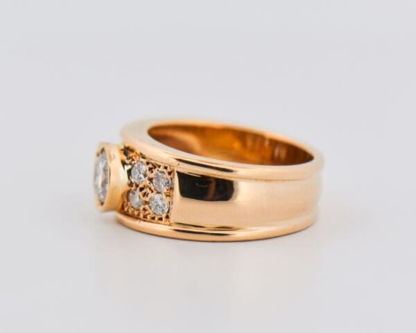 estate chunky wide gold band set with diamonds 3