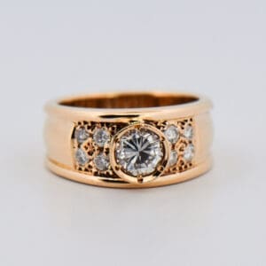 estate chunky wide gold band set with diamonds