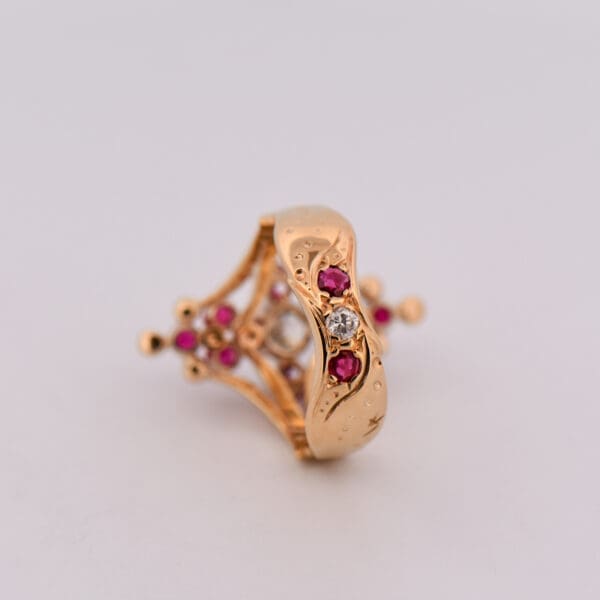 estate custom gold diamond and ruby 40th anniversary ring 2