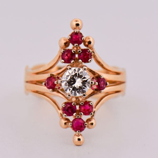 estate custom gold diamond and ruby 40th anniversary ring 5