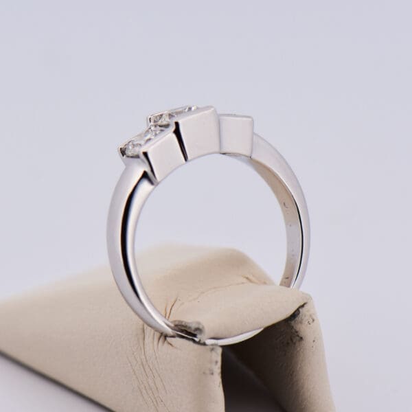 estate three stone low profile white gold diamond ring 3