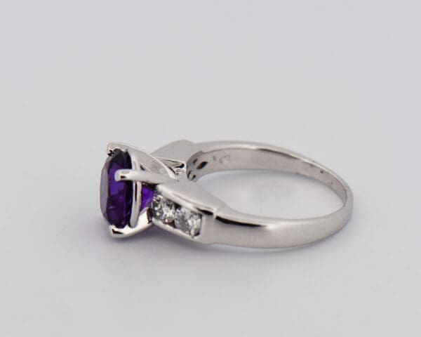 fine quality dark purple amethyst and diamond engagement ring 2