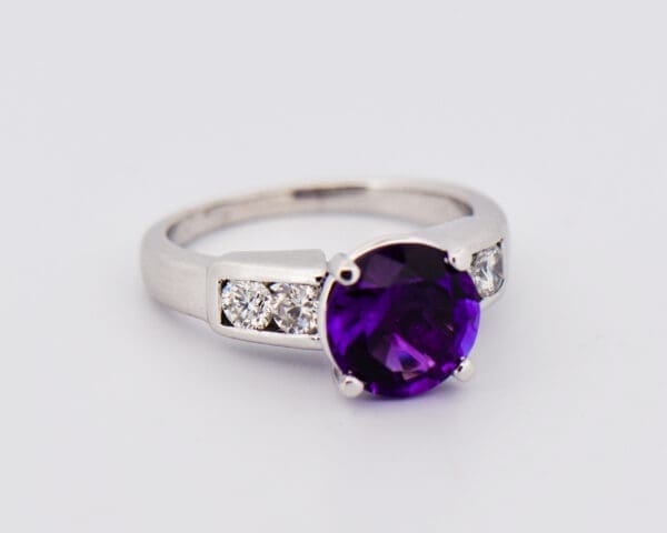 fine quality dark purple amethyst and diamond engagement ring 4