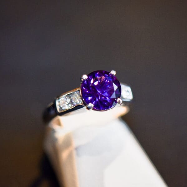 fine quality dark purple amethyst and diamond engagement ring 5