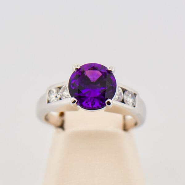 fine quality dark purple amethyst and diamond engagement ring