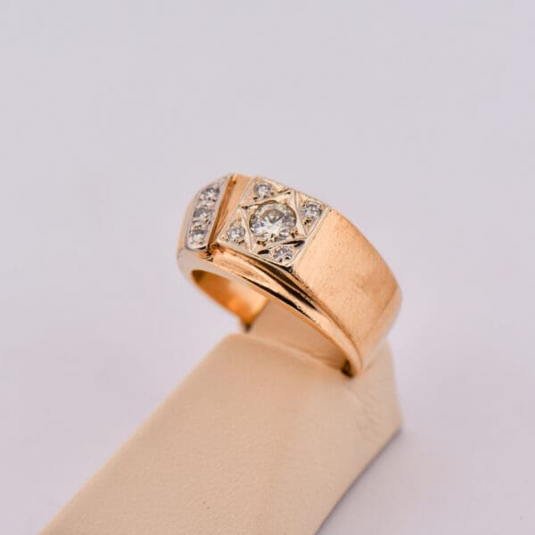heavy yellow gold and diamond vintage mens ring larry rocz 4