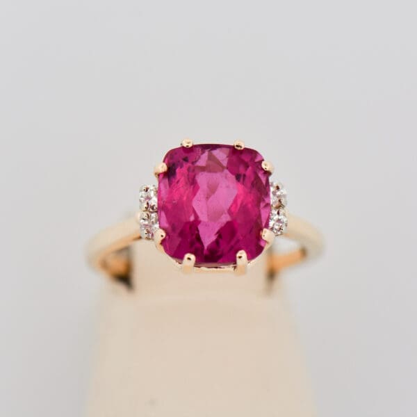 hot pink rubellite tourmaline and diamond ring 3