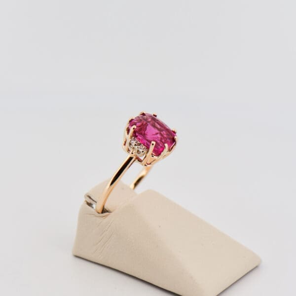 hot pink rubellite tourmaline and diamond ring 4