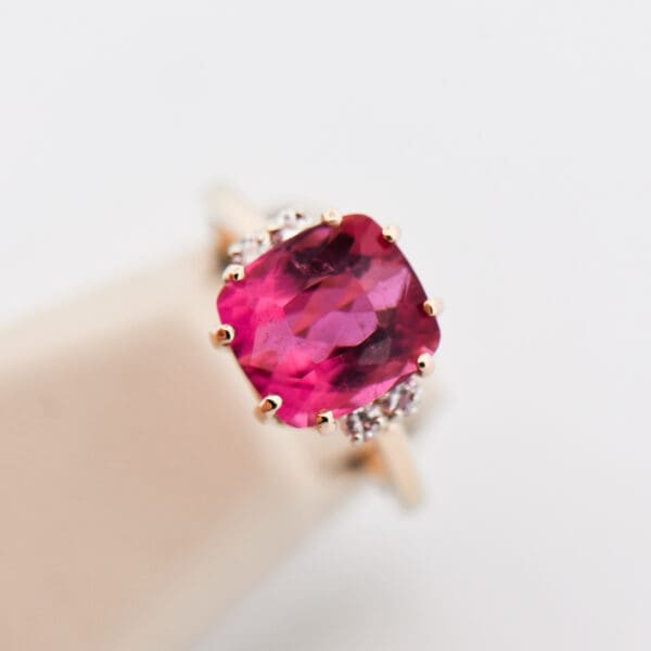 hot pink rubellite tourmaline and diamond ring 5