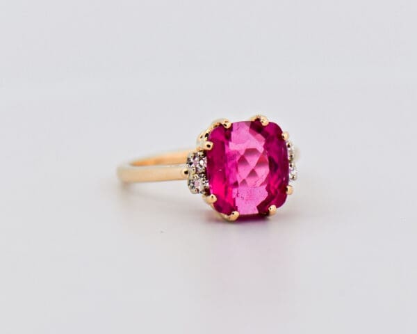 hot pink rubellite tourmaline and diamond ring