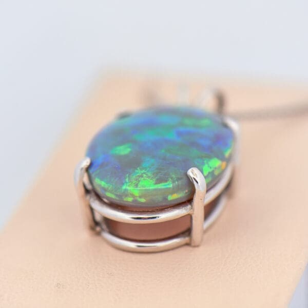 huge 16ct oval black opal solitaire pendant 3