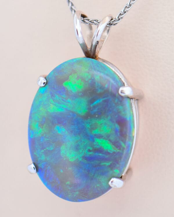 huge 16ct oval black opal solitaire pendant 4