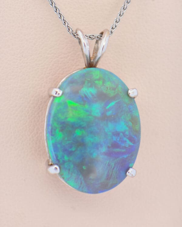 huge 16ct oval black opal solitaire pendant