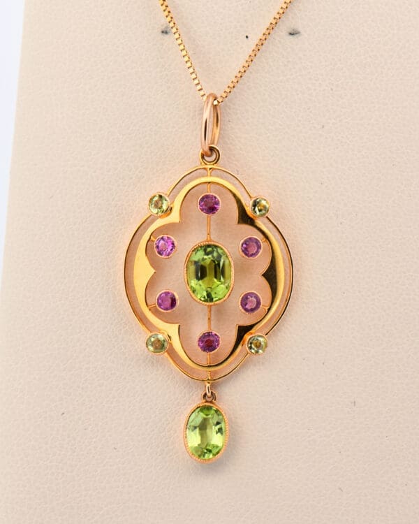 merle bennet art nouveau peridot and tourmaline suffragetee pendant 2