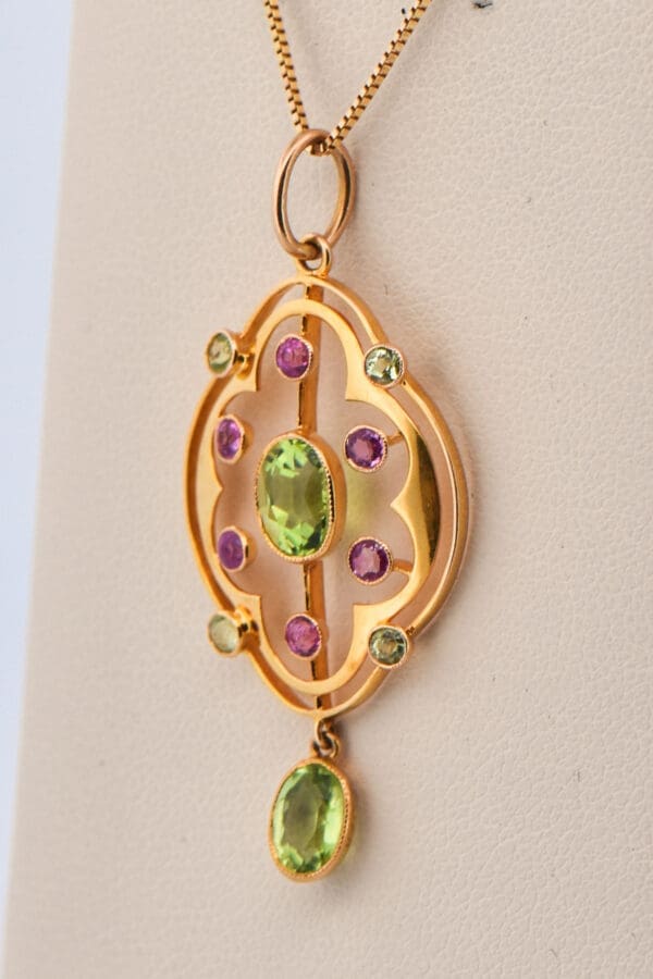 merle bennet art nouveau peridot and tourmaline suffragetee pendant 3