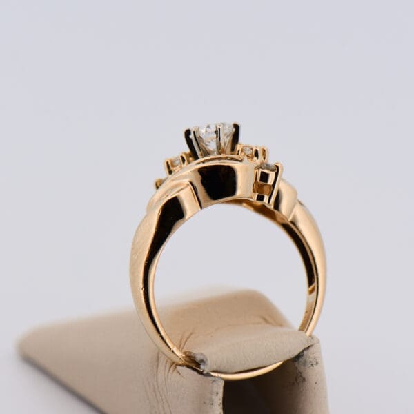 modern estate yellow gold diamond ring with channel set accents 2