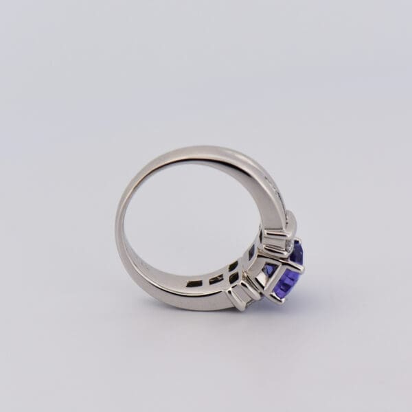 periwinkle color engagement ring with natural tanzanite and diamonds 2